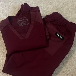 Figs Deep Red Scrub Ensemble- Disney Collab